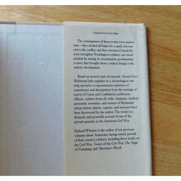 Sword Over Richmond Eyewitness History by Richard Wheeler 1st Edition 1986 HBDJ - Picture 4 of 7